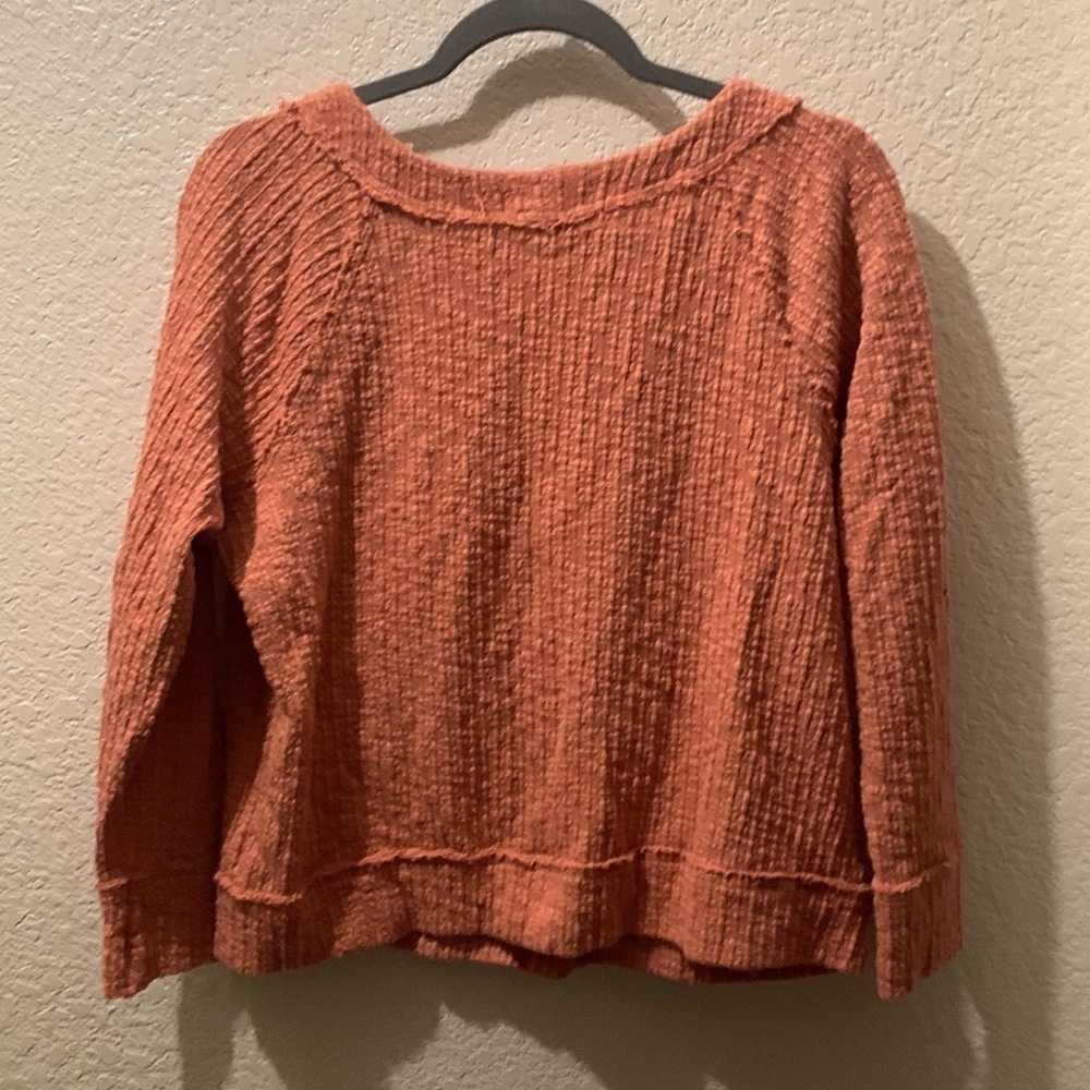 Women's Cozy Knit Cardigan Sweater - Rust - Picture 7 of 8